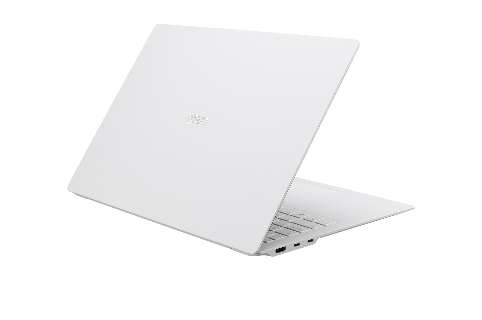 LG gram pro 16寸超薄笔记本/Pro-grade visuals/16:10防眩光IPS显示屏/Intel® Core™ Ultra 7处理器, -30 degree rear view and cover half open, 16Z90SP-G.AL87C