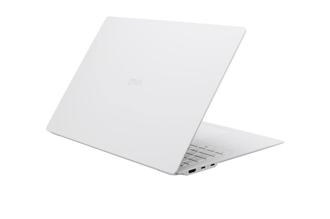 LG gram pro 16寸超薄笔记本/Pro-grade visuals/16:10防眩光IPS显示屏/Intel® Core™ Ultra 7处理器, -30 degree rear view and cover half open, 16Z90SP-G.AL87C, thumbnail 5