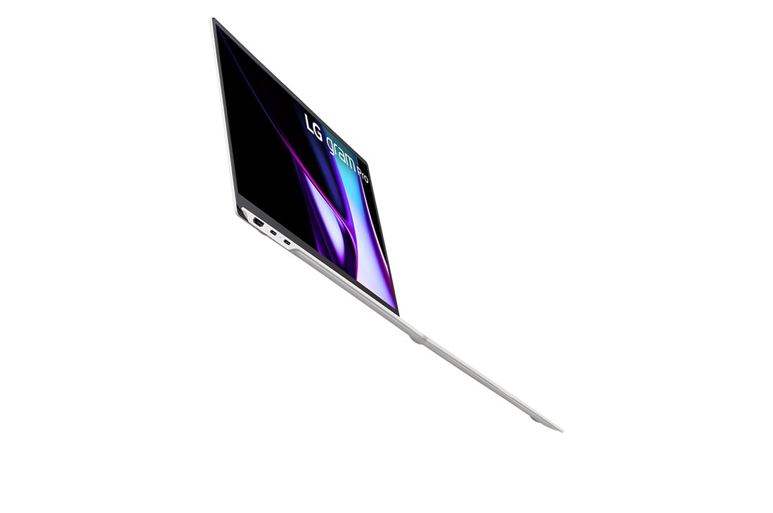 LG gram pro 16寸超薄笔记本/Pro-grade visuals/16:10防眩光IPS显示屏/Intel® Core™ Ultra 7处理器, Left side view with low angle and cover open, 16Z90SP-G.AL87C, thumbnail 17