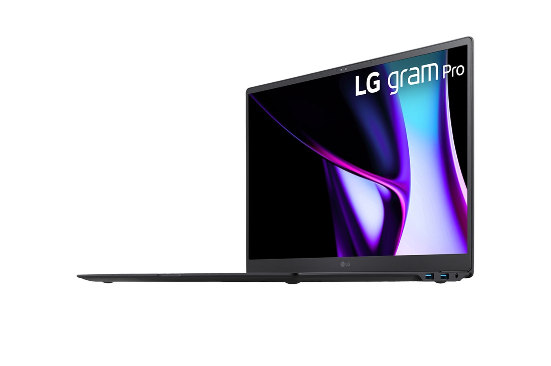 LG gram pro 16寸超薄笔记本/Pro-grade visuals/16:10防眩光IPS显示屏/Intel® Core™ Ultra 7处理器, -30 degree side view and cover open, 16Z90SP-G.AL78C, thumbnail 7