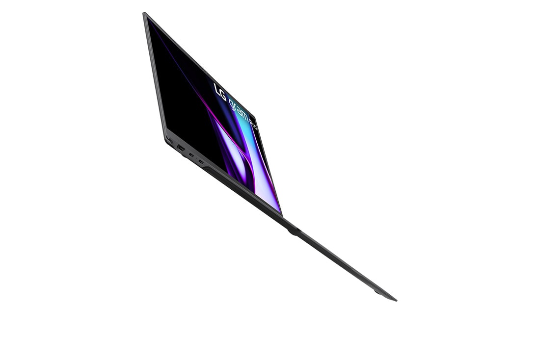 LG gram pro 16寸超薄笔记本/Pro-grade visuals/16:10防眩光IPS显示屏/Intel® Core™ Ultra 7处理器, Left side view with low angle and cover open, 16Z90SP-G.AL78C, thumbnail 17