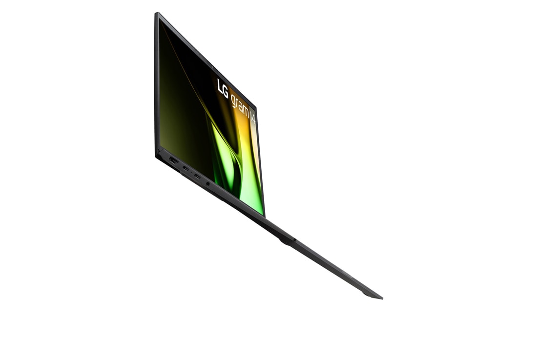 LG gram 14寸超薄笔记本/16：10防眩光IPS显示屏/Intel<sup>®</sup> Core™ Ultra 5处理器, Left side view with low angle and cover open, 14Z90S-G.AL55C, thumbnail 17