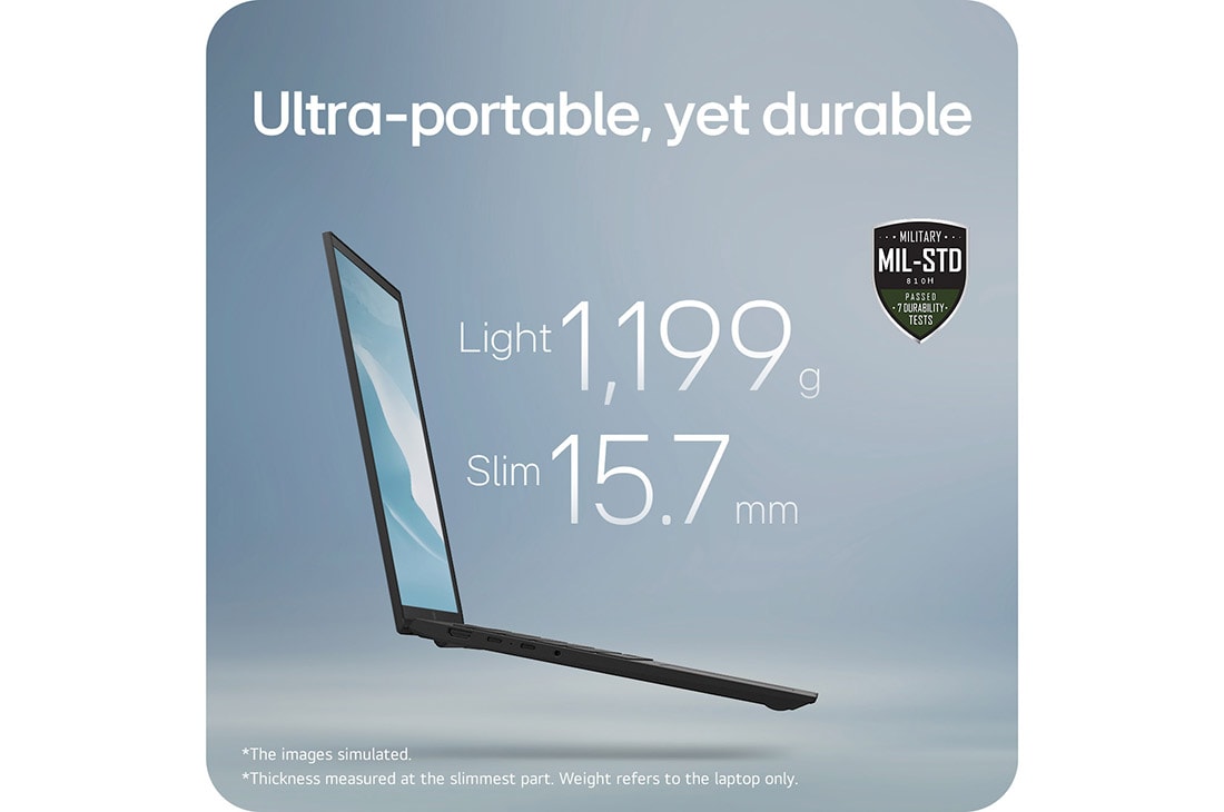 LG gram 16'' |  Intel® Arrow Lake H 轻薄本 | Windows 11, WQXGA 16:10 Anti-glare IPS 显示屏, Left side view and cover closed, 16Z90T-G.AL57C, thumbnail 12