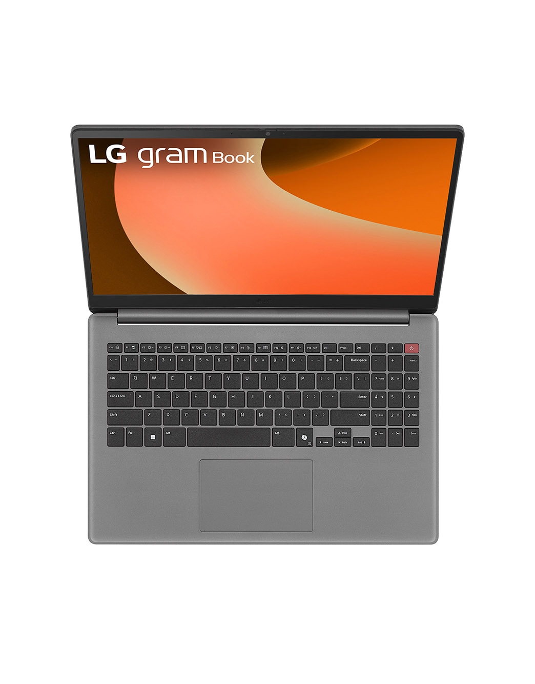 LG gram Book 15.6英寸轻薄本 | Intel® Core™ Processor Laptop | Windows 11, FHD Anti-glare IPS 显示屏, 俯视图，盖子用键盘打开, 15U50T-G.AL56C