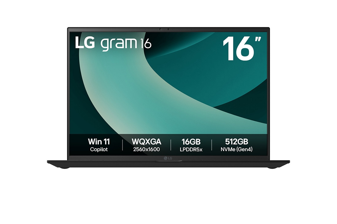 LG gram 16'' |  Intel® Arrow Lake H 轻薄本 | Windows 11, WQXGA 16:10 Anti-glare IPS 显示屏, Front view, 16Z90T-G.AL58C