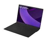 LG gram Pro 17'' | 32GB RAM Intel® Core™ Ultra 处理器 轻薄本 | Windows 11 Home,  NVIDIA GeForce RTX 5050, 16:10 IPS LCD显示屏, -30 degree side view and cover open, 17Z90TR-E.AL88C, thumbnail 3