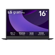 LG Windows 11 Home | 32GB RAM Intel® Core™ Ultra 处理器 轻薄本 | LG gram Pro 16'' | NVIDIA GeForce RTX 5050 | 16:10 IPS LCD显示屏, Front view, 16Z90TR-E.AL87C, thumbnail 1