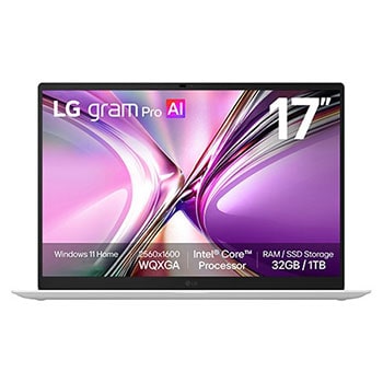 AI powered Intel® Core™ U7| Windows 11 Home | 轻薄机身 (1.3kg) | IPS 显示屏|17英寸 LG gram Pro 1