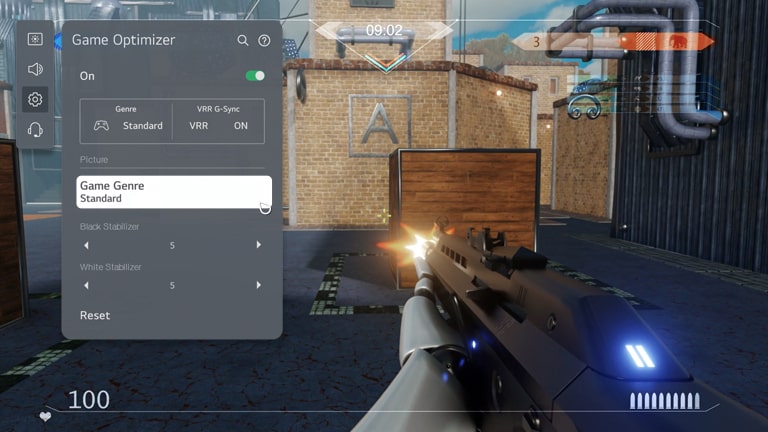 玩游戏时，可根据游戏类型、游戏声音和游戏优化器上的VRR调整模式。（播放视频）