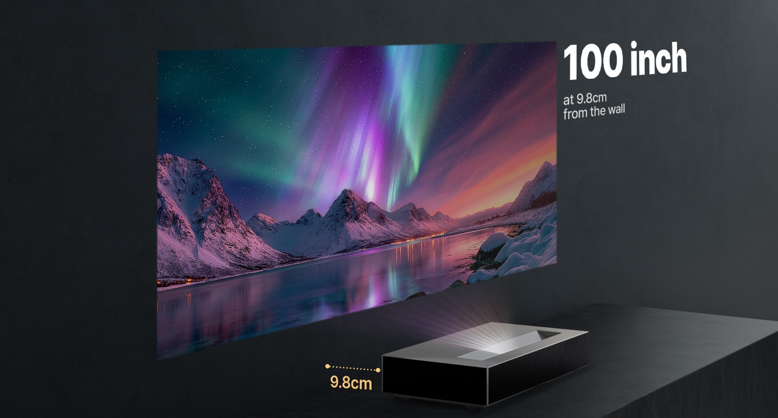 Video of LG CineBeam projector demonstrating its ultra short throw feature.