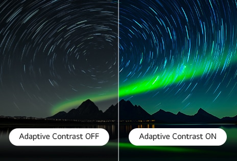 Comparison image showing enhanced depth and contrast with Adaptive Contrast feature.