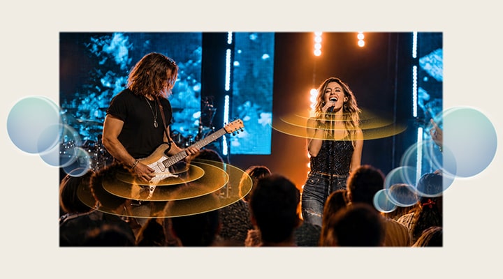 'Image showing AI Sound Pro delivering immersive, room-filling live concert audio with Virtual 11.1.2 Ch.