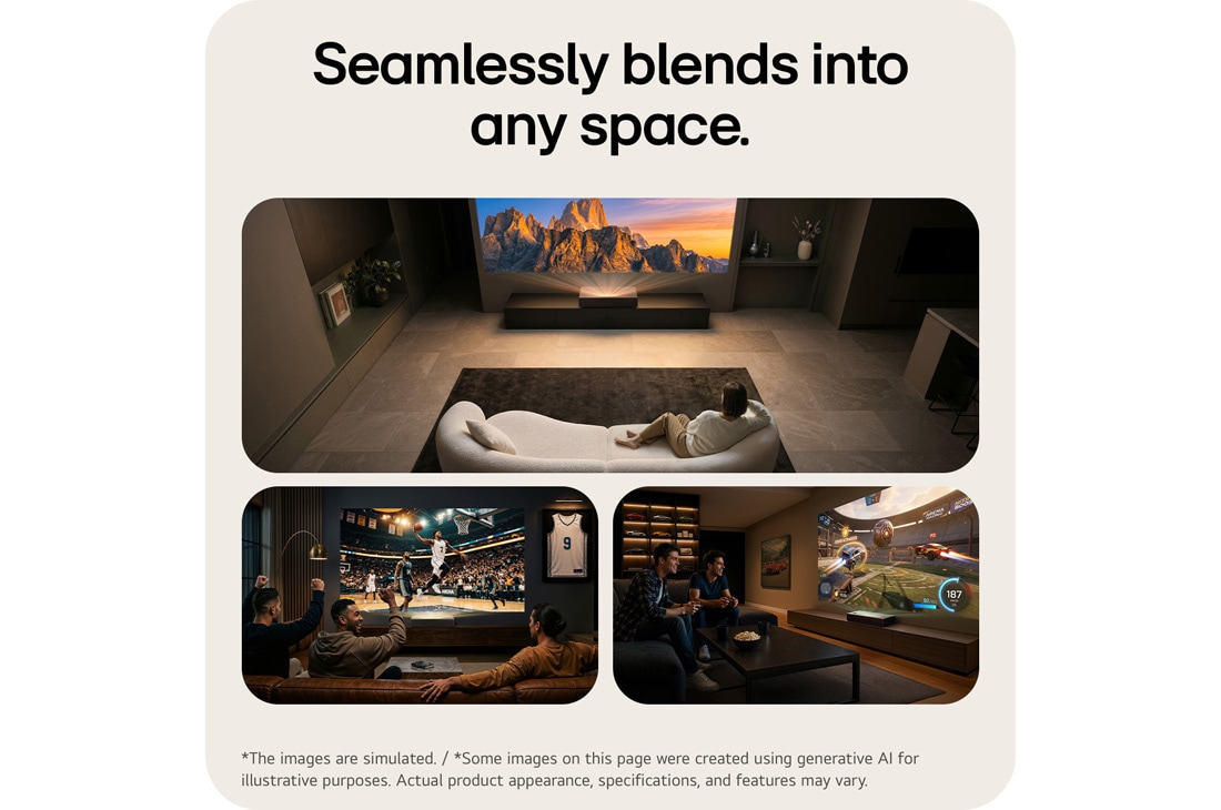 LG CineBeam HU925V | 支持 Dolby Atmos FlexConnect 的 4K 超短焦投影仪, image of LG CineBeam HU925V blending into a modern interior with a sleek design, HU925V, thumbnail 5
