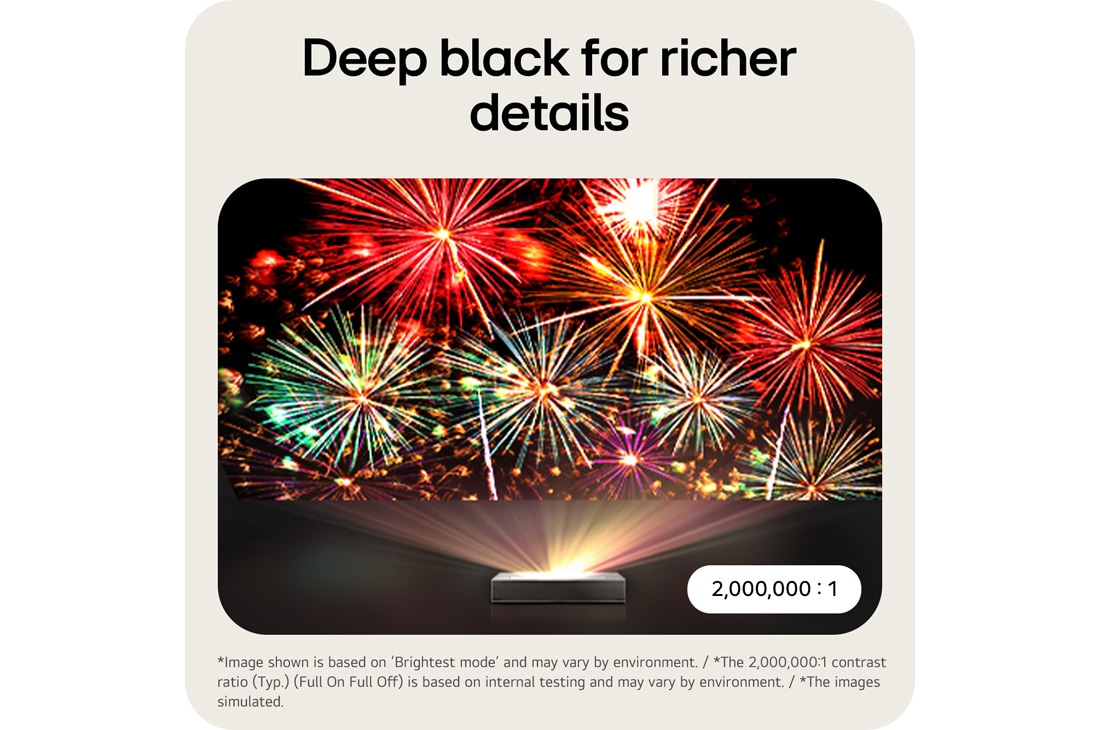 LG CineBeam HU925V | 支持 Dolby Atmos FlexConnect 的 4K 超短焦投影仪, image of LG CineBeam HU925V showing deep blacks with a 2,000,000:1 contrast ratio, HU925V, thumbnail 8
