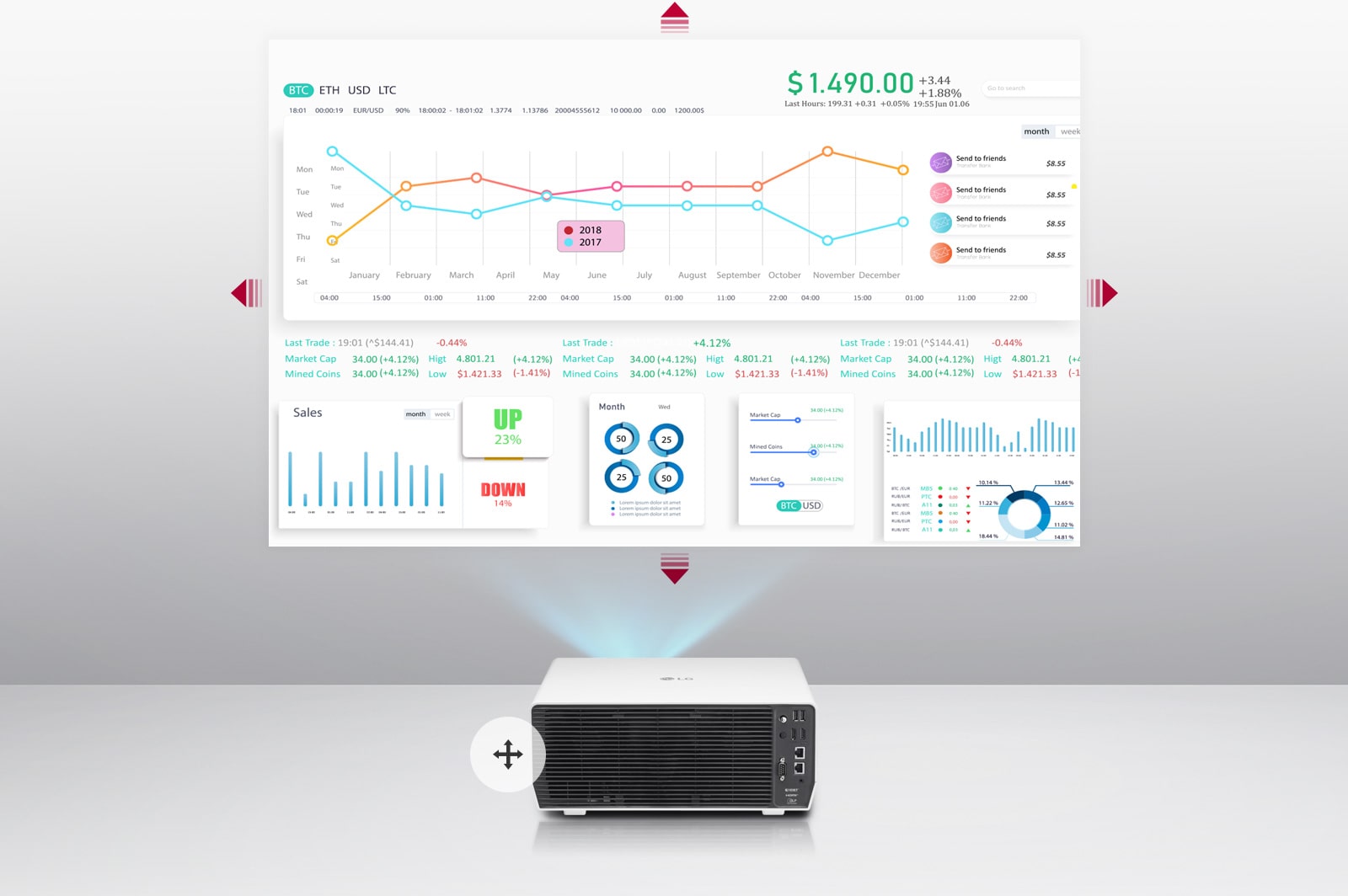 Projector supporting vertical and horizontal lens shift 