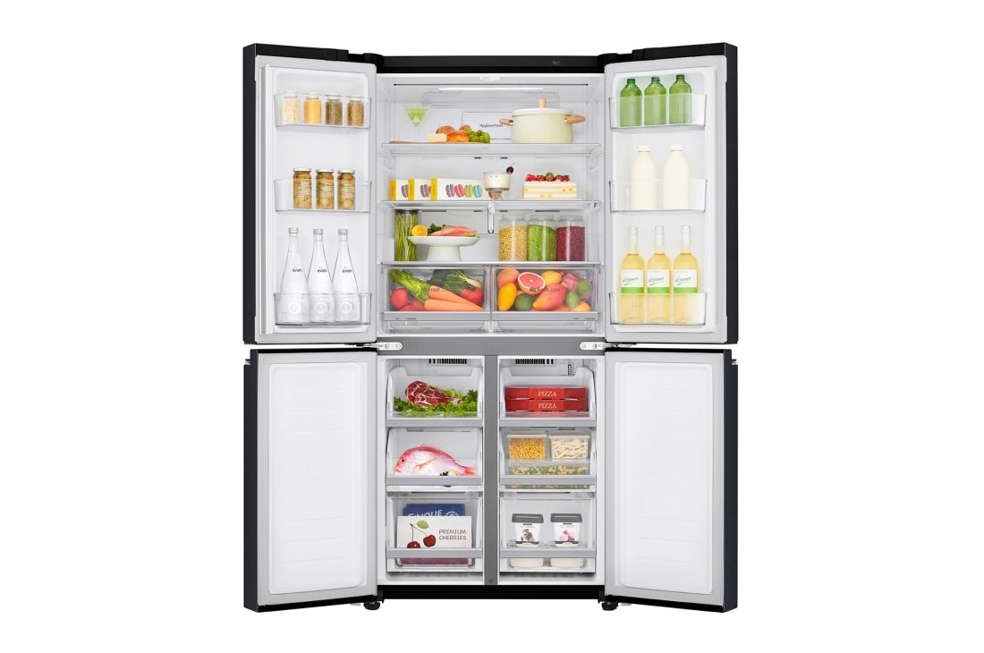LG 530L 大容量冰箱 十字四门 曼哈顿午夜黑, P-Next8_Best_Basic_Front_Open_Food, F521MC18, thumbnail 2