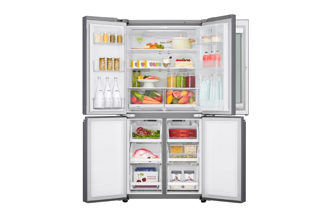 LG 530L 敲一敲门中门冰箱 十字四门 钛空银, 正面全开门视图1, F521S71, thumbnail 3