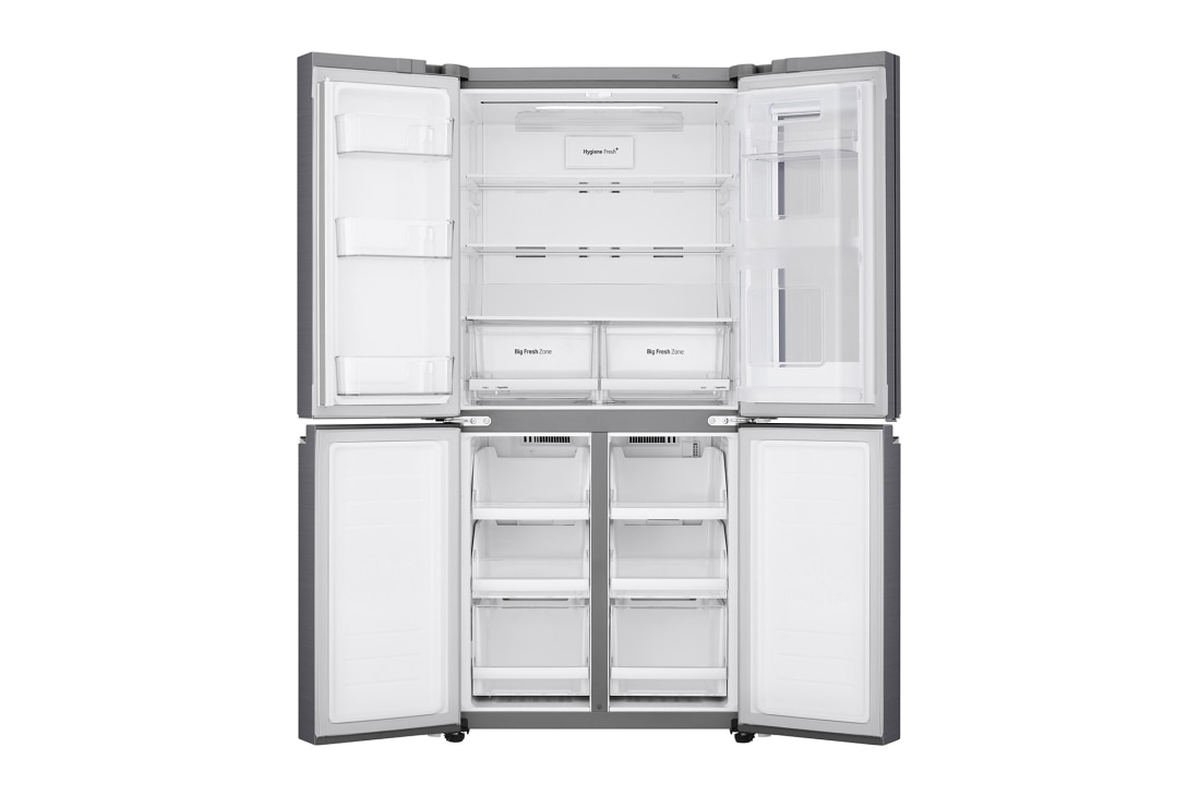 LG 530L 敲一敲门中门冰箱 十字四门 钛空银, 正面全开门视图2, F521S71, thumbnail 4