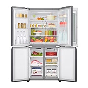 LG 530L 敲一敲门中门冰箱 十字四门 钛空银, 正面全开门视图1, F521S71, thumbnail 3