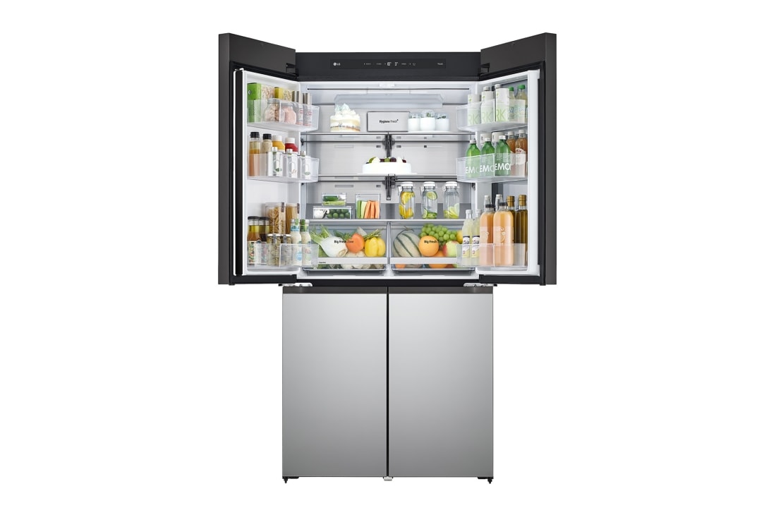 LG Objet Collection 奂然™ 系列 617L 大容量自由嵌入式原装进口冰箱 十字四门 美学拼色 墨玉绿+流光银, 正面上开门视图, F621GE65B, thumbnail 9