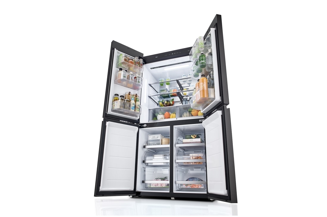 LG Objet Collection 奂然™ 系列 617L 大容量自由嵌入式原装进口冰箱 十字四门 美学拼色 墨玉绿+流光银, 左全开门视图, F621GE65B, thumbnail 12