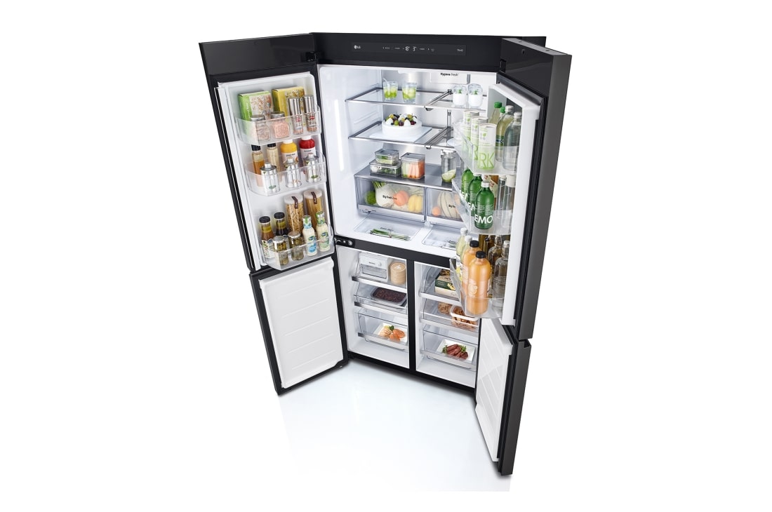 LG Objet Collection 奂然™ 系列 617L 大容量自由嵌入式原装进口冰箱 十字四门 美学拼色 墨玉绿+流光银, 左全开门侧视图, F621GE65B, thumbnail 13