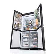 LG Objet Collection 奂然™ 系列 617L 大容量自由嵌入式原装进口冰箱 十字四门 美学拼色 墨玉绿+流光银, 左全开门视图, F621GE65B, thumbnail 12