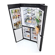 LG Objet Collection 奂然™ 系列 617L 大容量自由嵌入式原装进口冰箱 十字四门 美学拼色 墨玉绿+流光银, 左全开门侧视图, F621GE65B, thumbnail 13