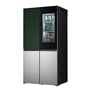 LG Objet Collection 奂然™ 系列 617L 大容量自由嵌入式原装进口冰箱 十字四门 美学拼色 墨玉绿+流光银, 左45度侧视图, F621GE65B, thumbnail 14