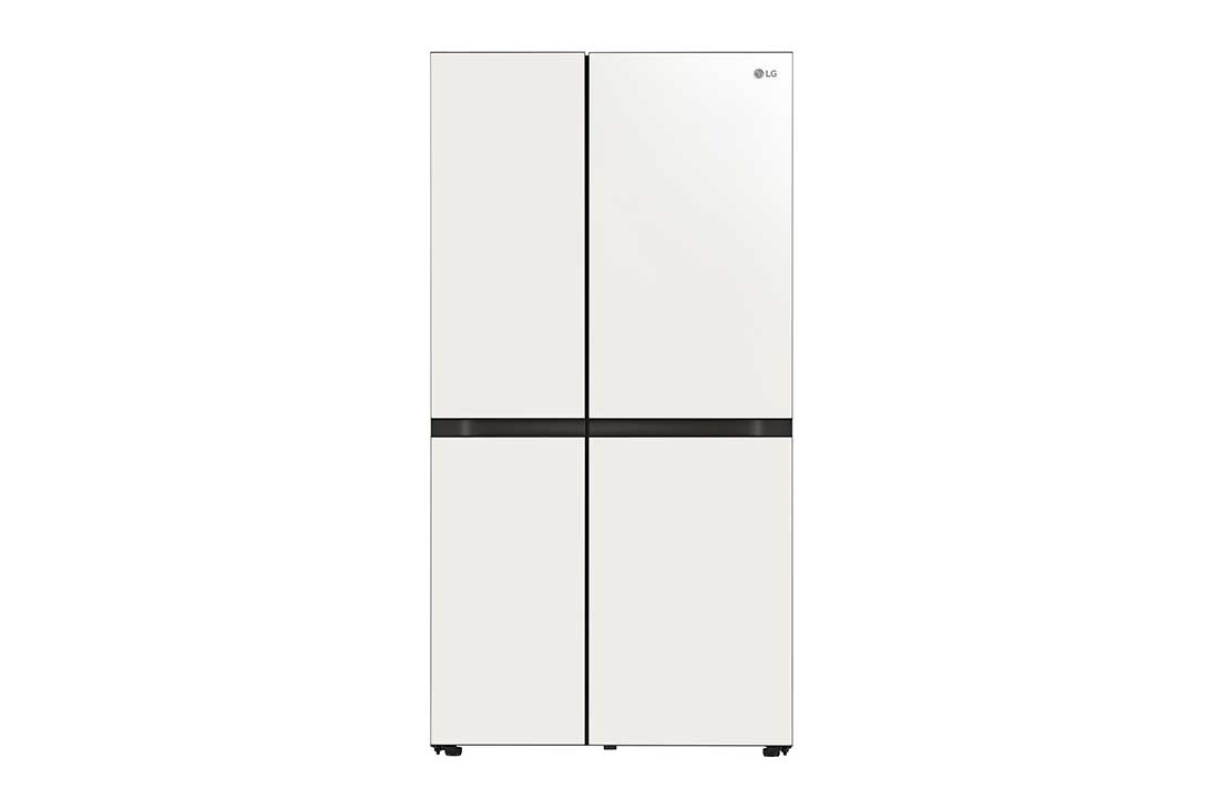 lg 御冰系列 对开门冰箱 凝脂白玻璃面板 655l 大容量冰箱, 正面视图