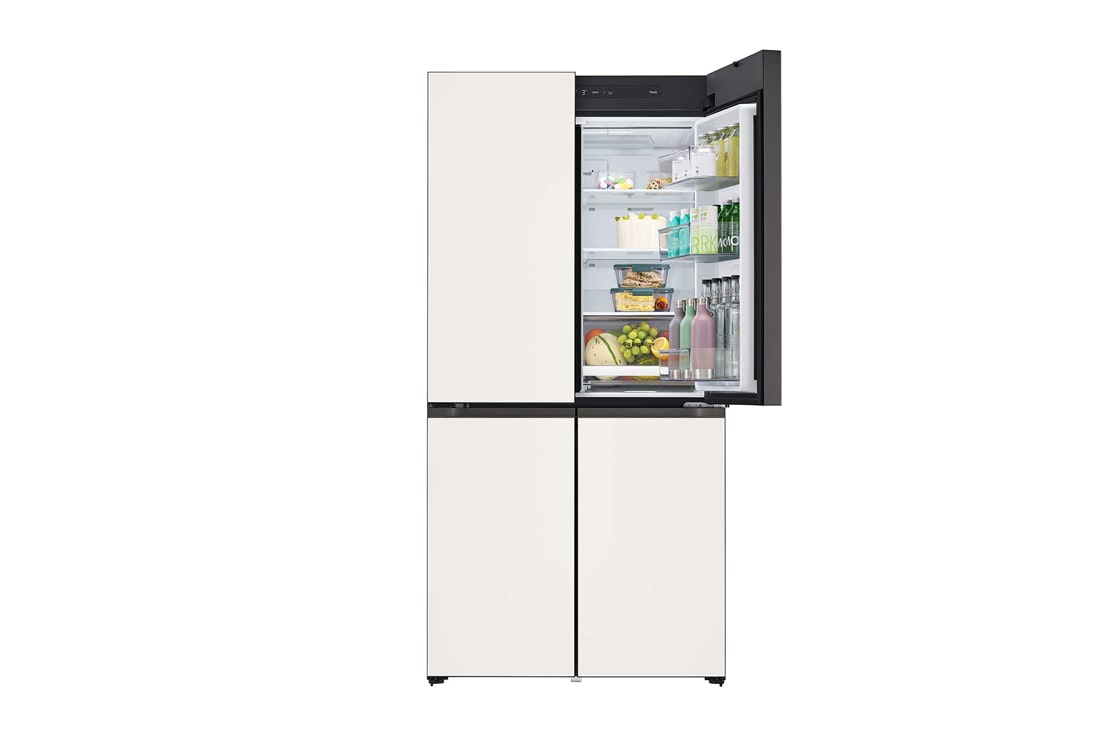 LG Objet Collection 奂然™ 系列 617L 大容量自由嵌入式原装进口冰箱 十字四门 可定制面板 玉石白, 正面上开门视图, F622GBB31B, thumbnail 2
