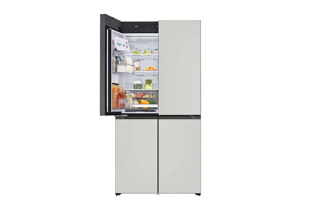 LG Objet Collection 奂然™ 系列 617L 大容量自由嵌入式原装进口冰箱 十字四门 可定制面板 烟灰色, 正面上开门视图, F622MGG31B, thumbnail 2