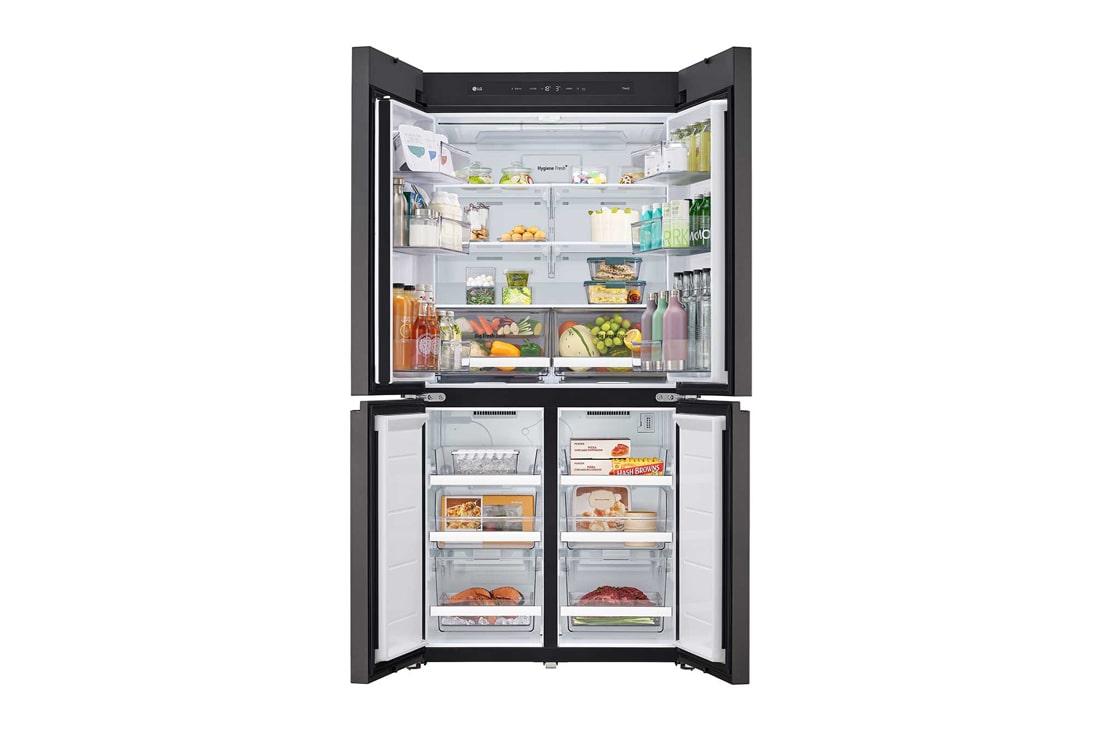 LG Objet Collection 奂然™ 系列 617L 大容量自由嵌入式原装进口冰箱 十字四门 可定制面板 烟灰色, 正面全开门视图, F622MGG31B, thumbnail 3