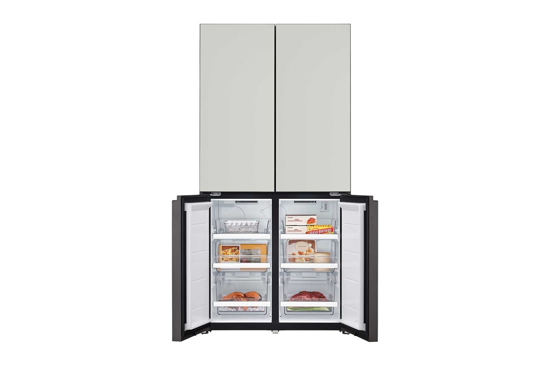 LG Objet Collection 奂然™ 系列 617L 大容量自由嵌入式原装进口冰箱 十字四门 可定制面板 烟灰色, 正面上开门视图, F622MGG31B, thumbnail 9