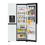 LG 635L 敲一敲自动制冰冰箱 对开门 莹润白, FrontRightOpen Food, S653MWW87D, thumbnail 5