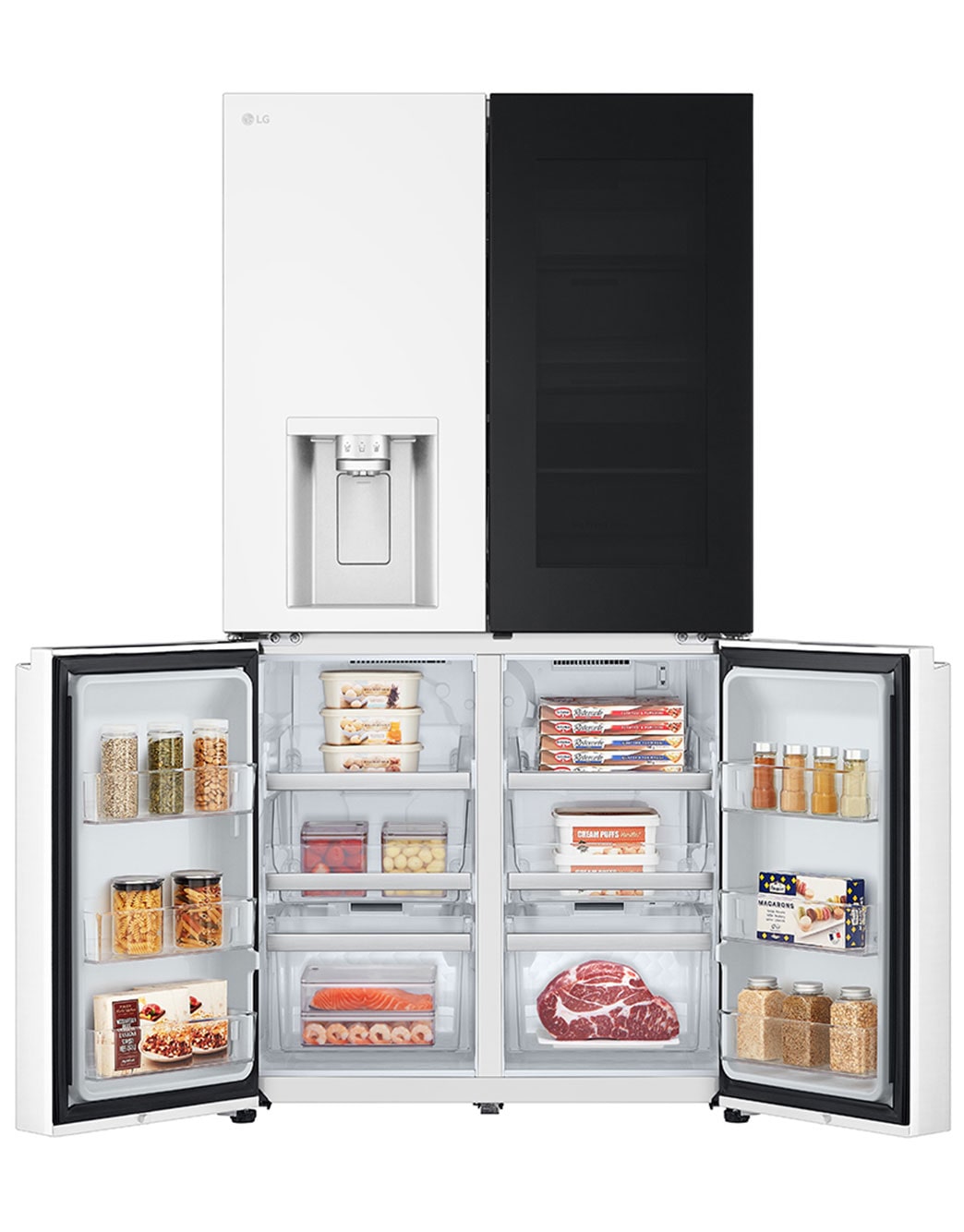 LG 冰趣系列冰箱-敲一敲门中门制冰冰箱-十字四门-白色-643L-LG中国官网