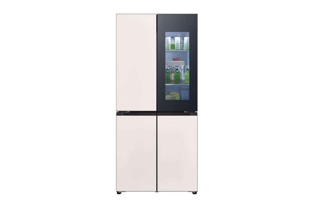 透视 LG 507L 全景透视窗十字四门冰箱玉石白-LG中国官网