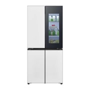 LG 507L 全景透视窗 十字四门冰箱<br>奶油白, front view , F554GWWV8B, thumbnail 1