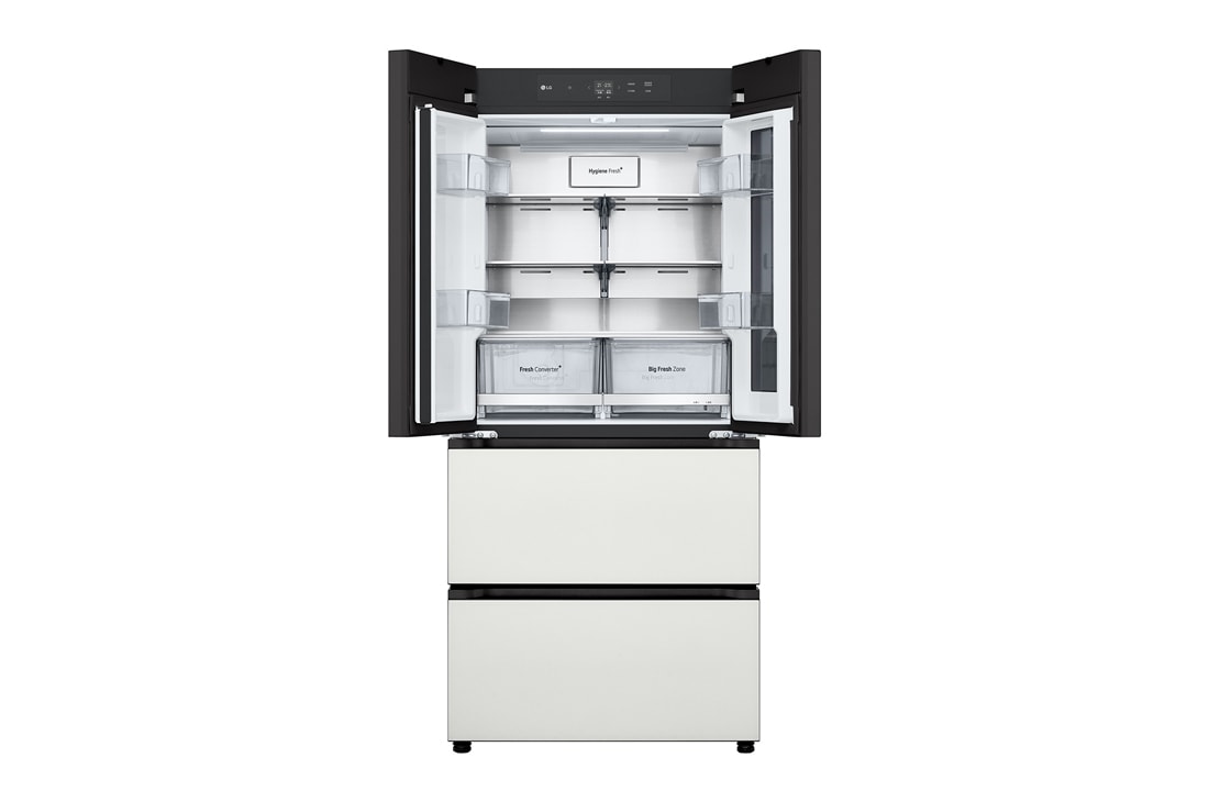 LG 486L 全景透视窗 法式多门冰箱 凝脂白, side view of a tilted monitor, F555GTWVKB, thumbnail 6