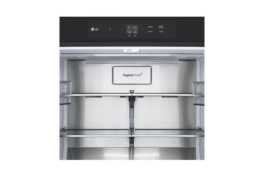 LG 486L 全景透视窗 法式多门冰箱 凝脂白, rear perspective view, F555GTWVKB, thumbnail 7