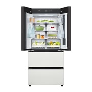 LG 486L 全景透视窗 法式多门冰箱 凝脂白, side view, F555GTWVKB, thumbnail 5