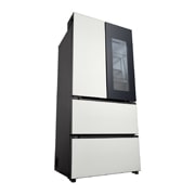 LG 486L 全景透视窗 法式多门冰箱 凝脂白, rear view with lights on, F555GTWVKB, thumbnail 11