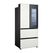 LG 486L 全景透视窗 法式多门冰箱 凝脂白, rear perspective view with lights off, F555GTWVKB, thumbnail 12