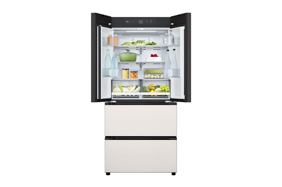 LG 490L  法式多门冰箱 玉石白, Front view, F555GBBBLB, thumbnail 2