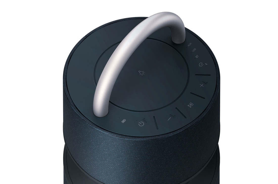 LG XBOOM 360 RP4 - 具备氛围灯光的 360˚ 全向声便携式无线蓝牙音箱, 顶部把手特写角度, RP4G, thumbnail 5