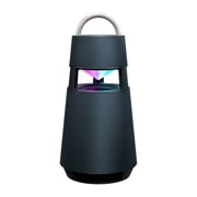 LG XBOOM 360 RP4 - 具备氛围灯光的 360˚ 全向声便携式无线蓝牙音箱, 紫色渐变灯闪烁的正面角度, RP4G, thumbnail 12