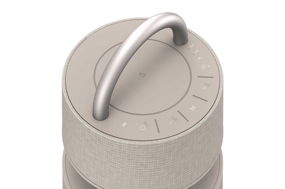 LG XBOOM 360 RP4 - 具备氛围灯光的 360˚ 全向声便携式无线蓝牙音箱, 顶部把手特写角度, RP4BE, thumbnail 5