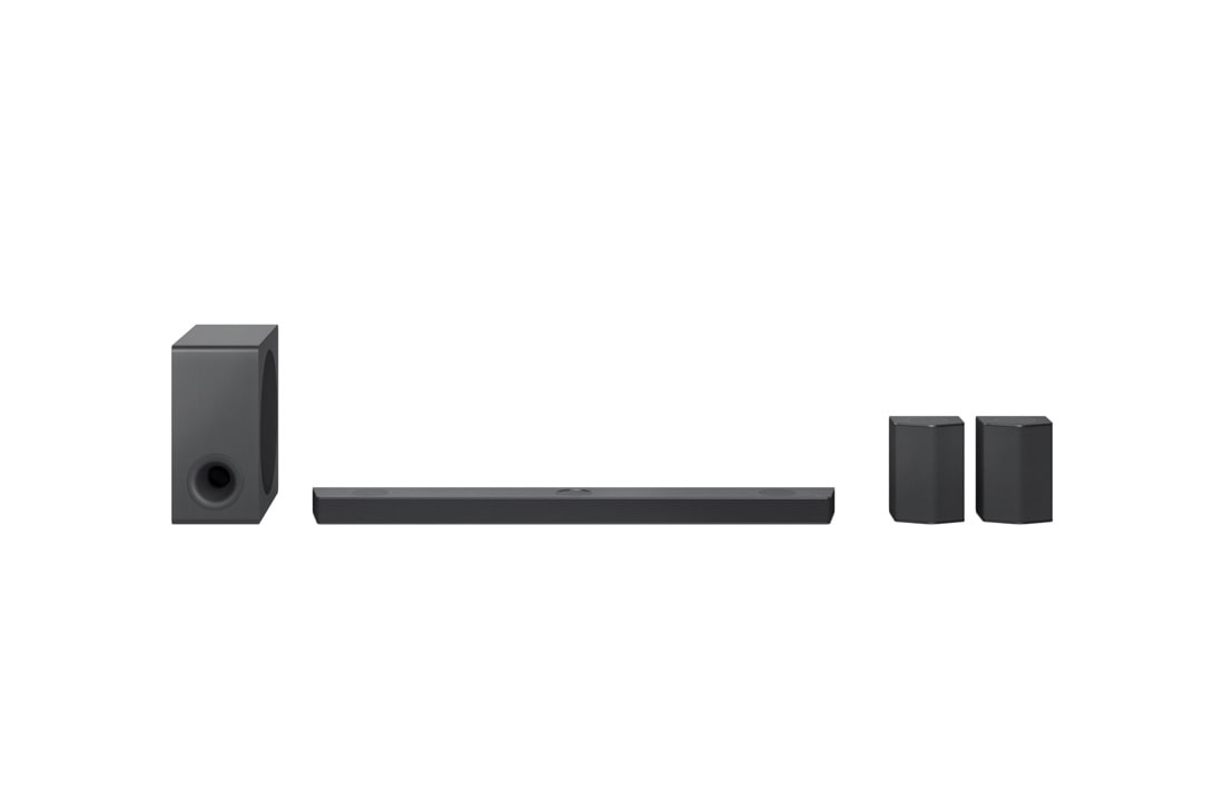 LG 无线环绕回音壁 S95QR, 超低音音箱和后置扬声器的正面视图, S95QR