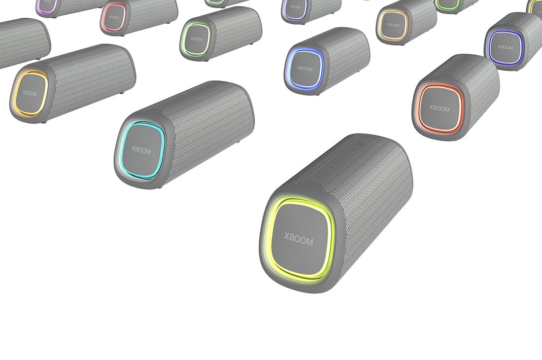 LG XBOOM Go XG5QGR, 许多 LG XBOOM Go 的排列方式是左扬声器向前，具有不同的灯光颜色, XG5QGR, thumbnail 10