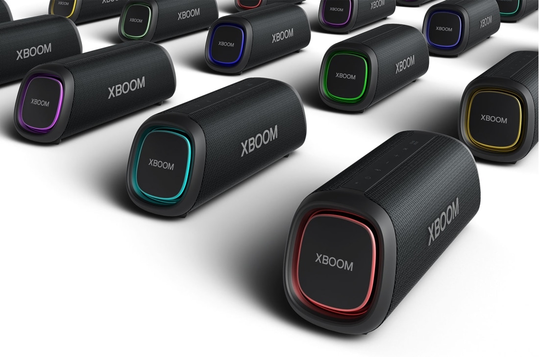 LG XBOOM Go XG7QBK, 许多 LG XBOOM Go 的排列方式是左扬声器向前，具有不同的灯光颜色, XG7QBK, thumbnail 10